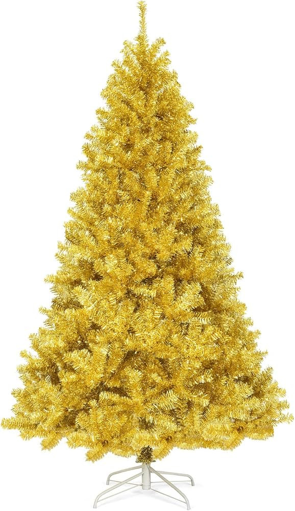 GOFLAME 7.5 FT Christmas Tree, 1036 Branch Tips, Artificial Tinsel Christmas Tree with Metal Stan... | Amazon (US)