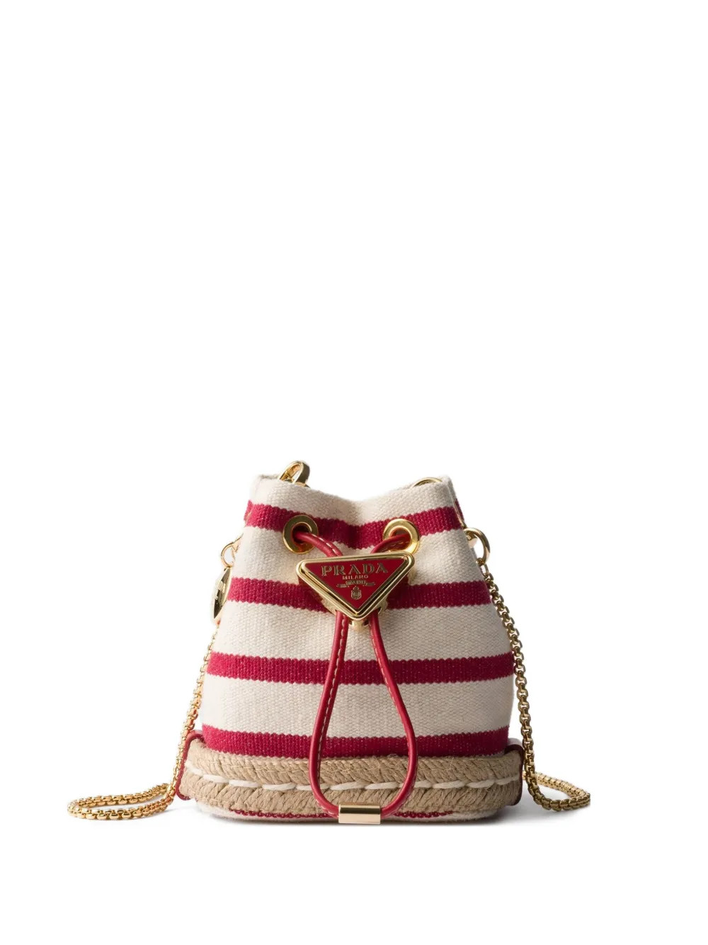 Prada Striped Canvas Mini Bag | Neutrals | FARFETCH BR | Farfetch (BR)