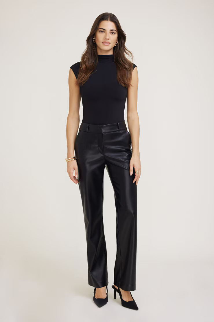 Camelia Straight Leg Faux Leather Pants | Dynamite Clothing