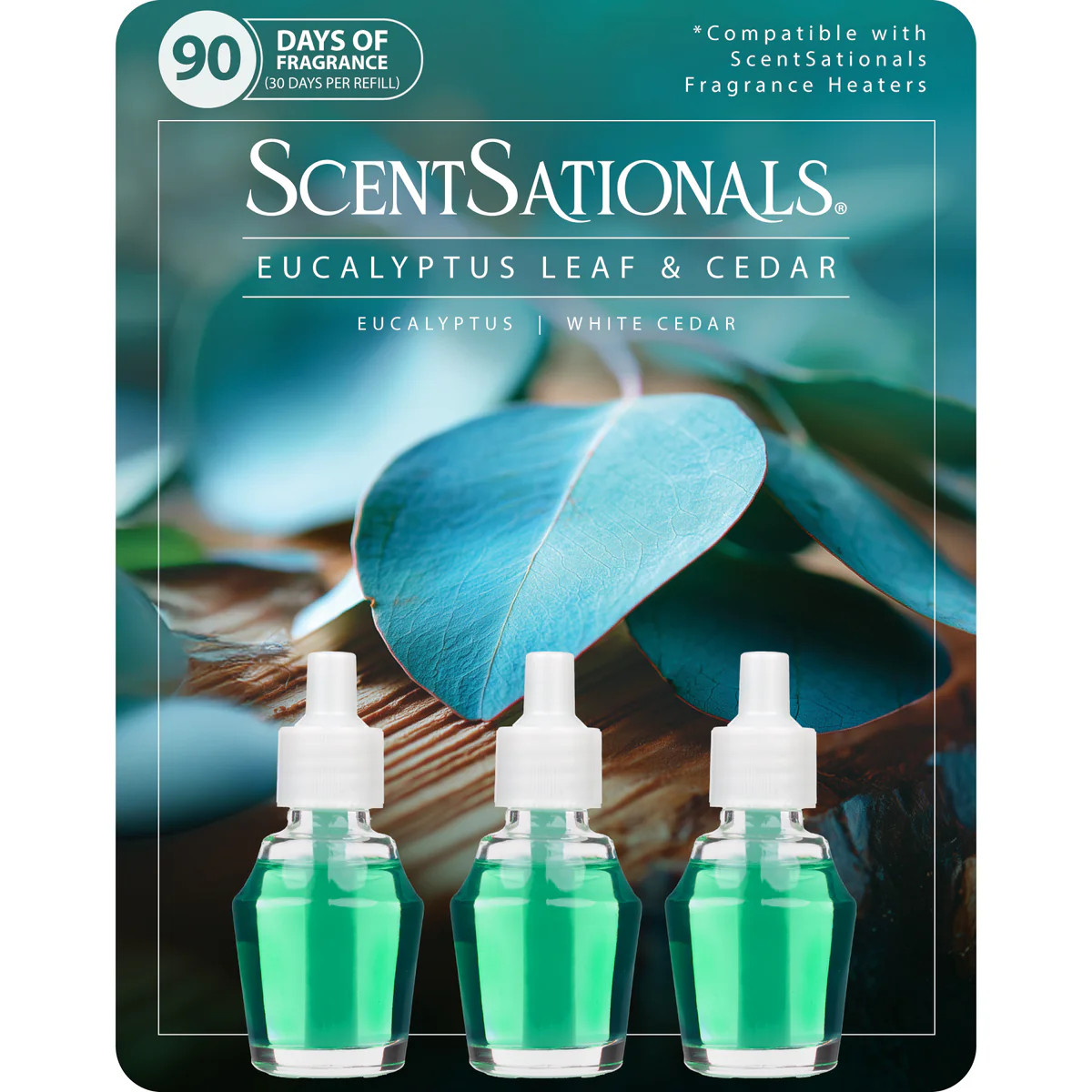 Eucalyptus Leaf & Cedar - Fragrance Oil Plug In Air Freshener 3pk | ScentSationals