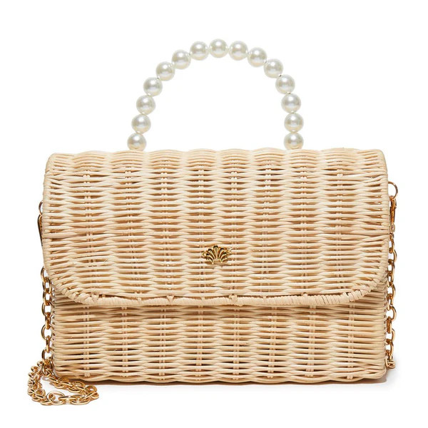 NATURAL WICKER TABITHA PEARL TOP HANDLE HANDBAG | LELE SADOUGHI