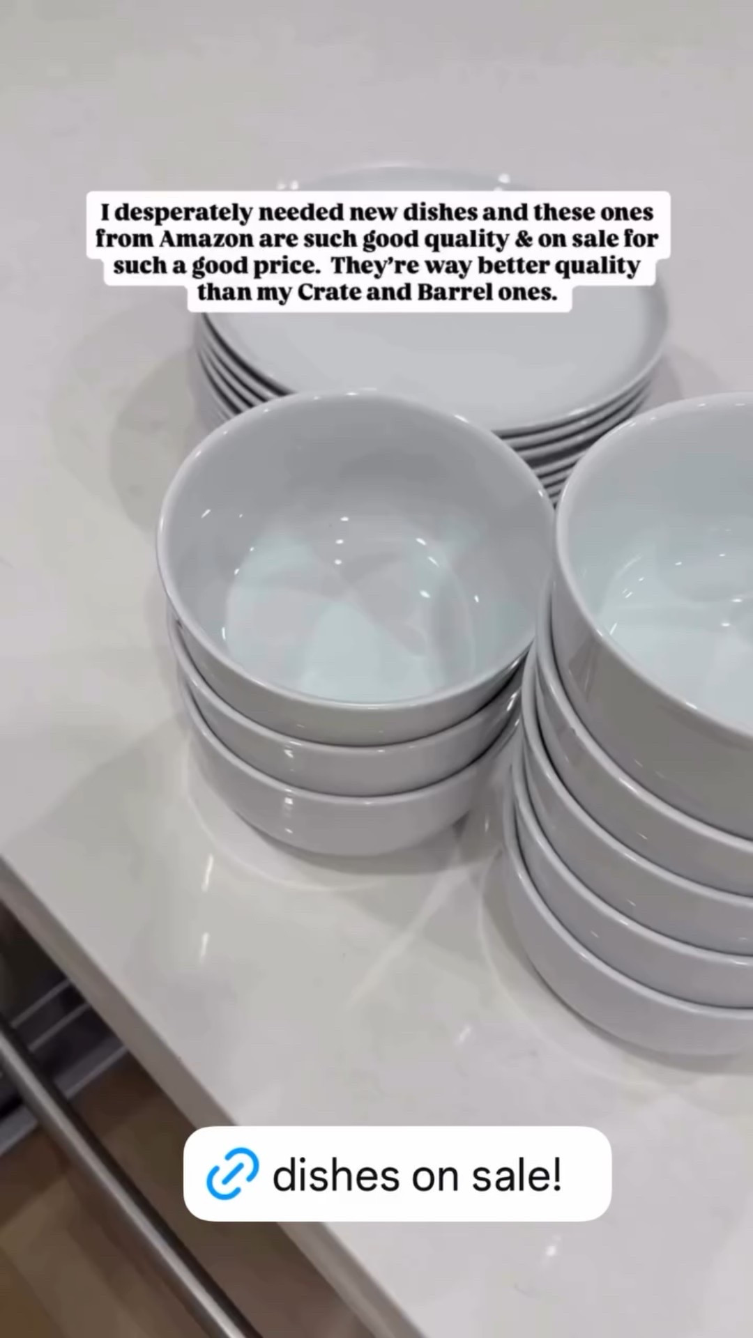 I desperately needed new dishes and these ones from Amazon are such good quality & on sale for such a good price. They're way better quality than my Crate and Barrel ones. A few months ago I got new glass cups from amazon and they’re AMAZING too. Both are on sale!! 

#LTKmomlife #LTKHome #LTKSaleAlert