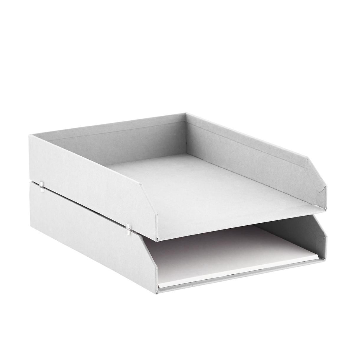 Bigso Light Grey Stockholm Stackable Letter Trays Set of 2 | The Container Store