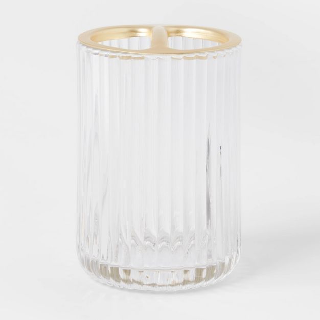 Ribbed Glass Toothbrush Holder Clear - Threshold™ | Target