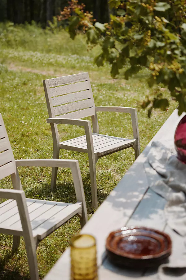 Vista Slatted Teak Stacking Armchairs, Set of 2 | Anthropologie (US)
