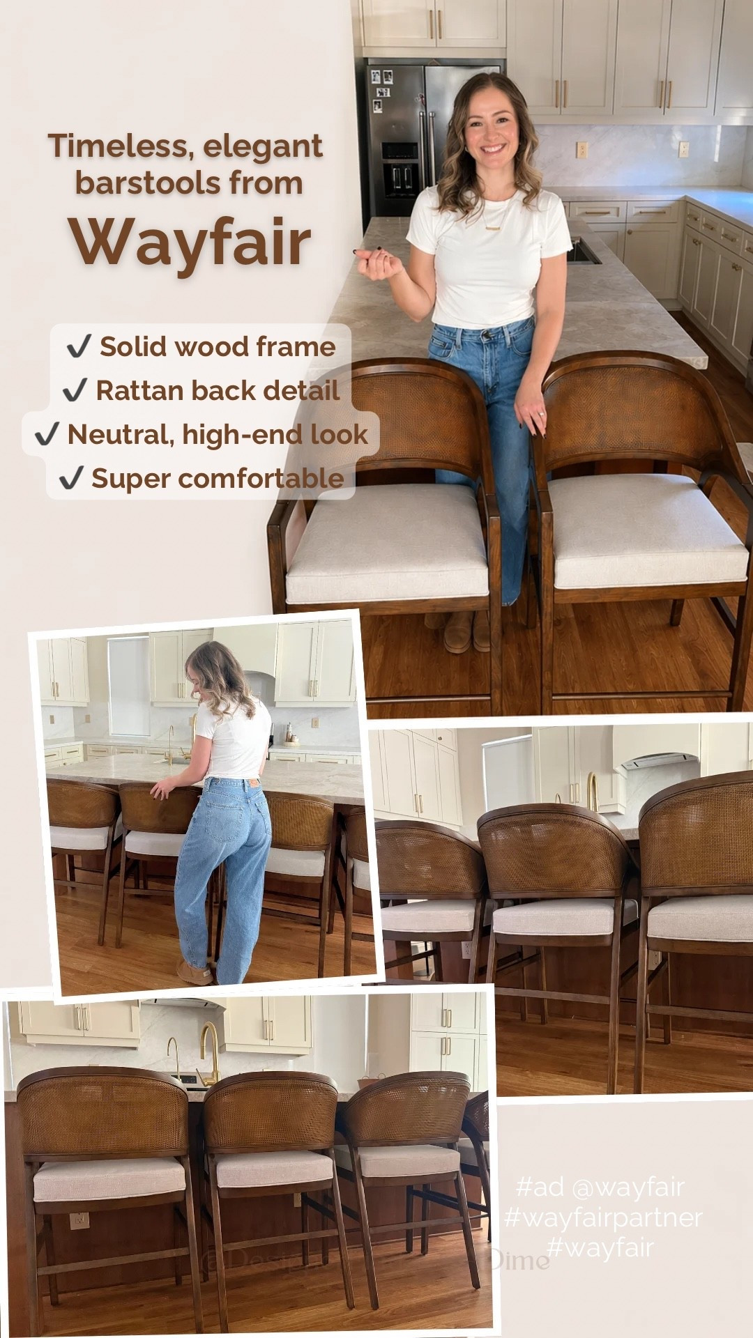 Effortlessly elevated ✨ These barstools give that high-end, designer look, without the designer price tag. Found these on Wayfair and I’m honestly obsessed 🤎

The warm wood + rattan detail paired with a neutral cushion is the perfect mix of timeless and cozy. They instantly made my kitchen feel more custom and pulled together, and yes, they’re actually comfortable too.

If you’ve been looking for an easy upgrade that makes a big impact… this is it.

@Wayfair #wayfairpartner #ad #wayfair


#LTKSaleAlert #LTKHome