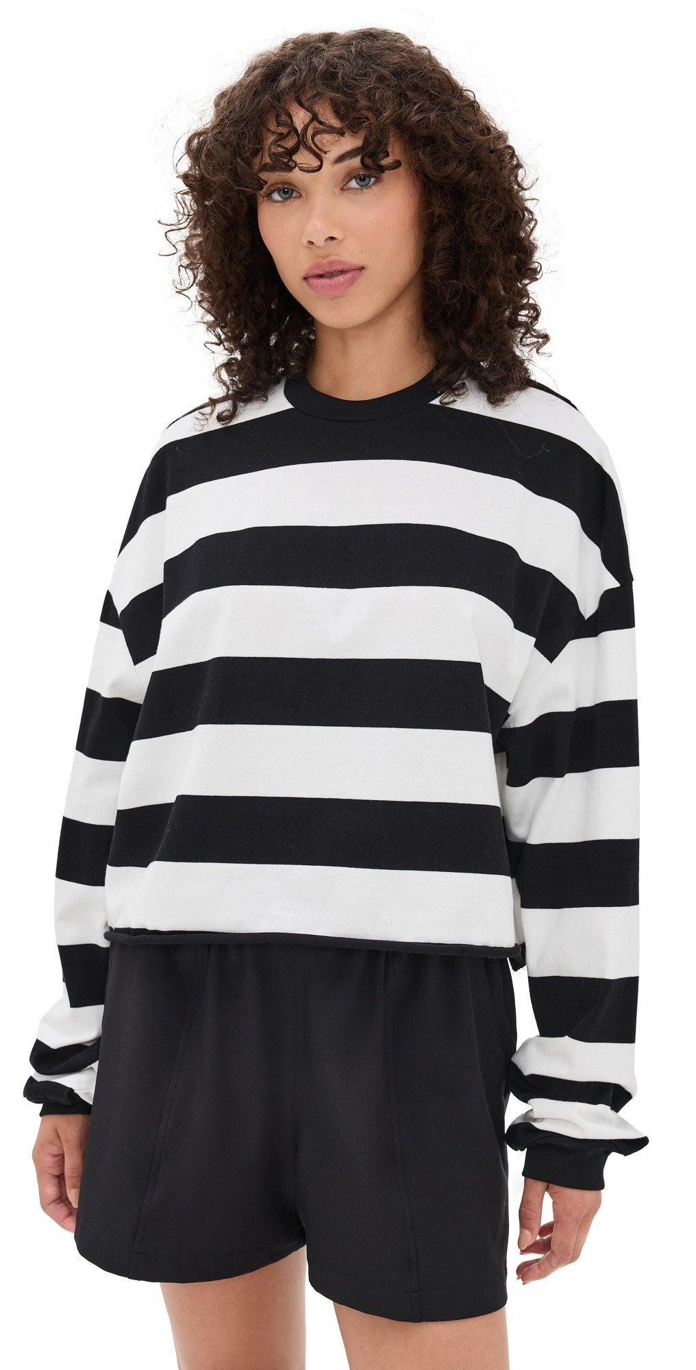 Strut This The Oxford Long Sleeve Shirt Black and White Stripe S | Shopbop