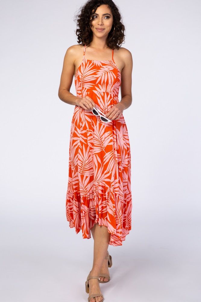 Waverleigh Red Palm Leaf Crisscross Back Maxi Dress | PinkBlush Maternity
