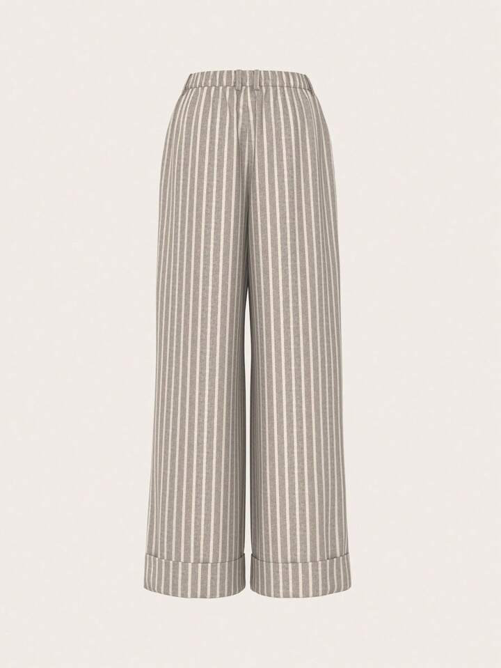 SHEIN Tall 2025 New Arrival, Pants, Linen Blend, Casual Pants, Vintage Style, Striped Fabric, Ela... | SHEIN