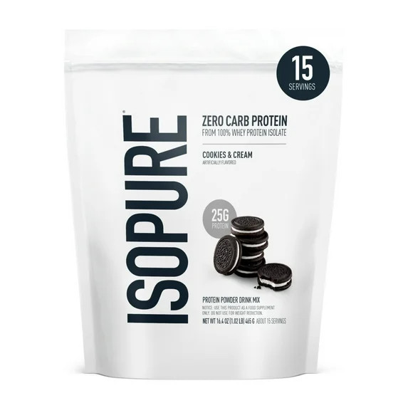 Isopure Zero Carb 100% Whey Protein Isolate Powder, Cookies & Cream, 25g Protein, About 15 Servin... | Walmart (US)