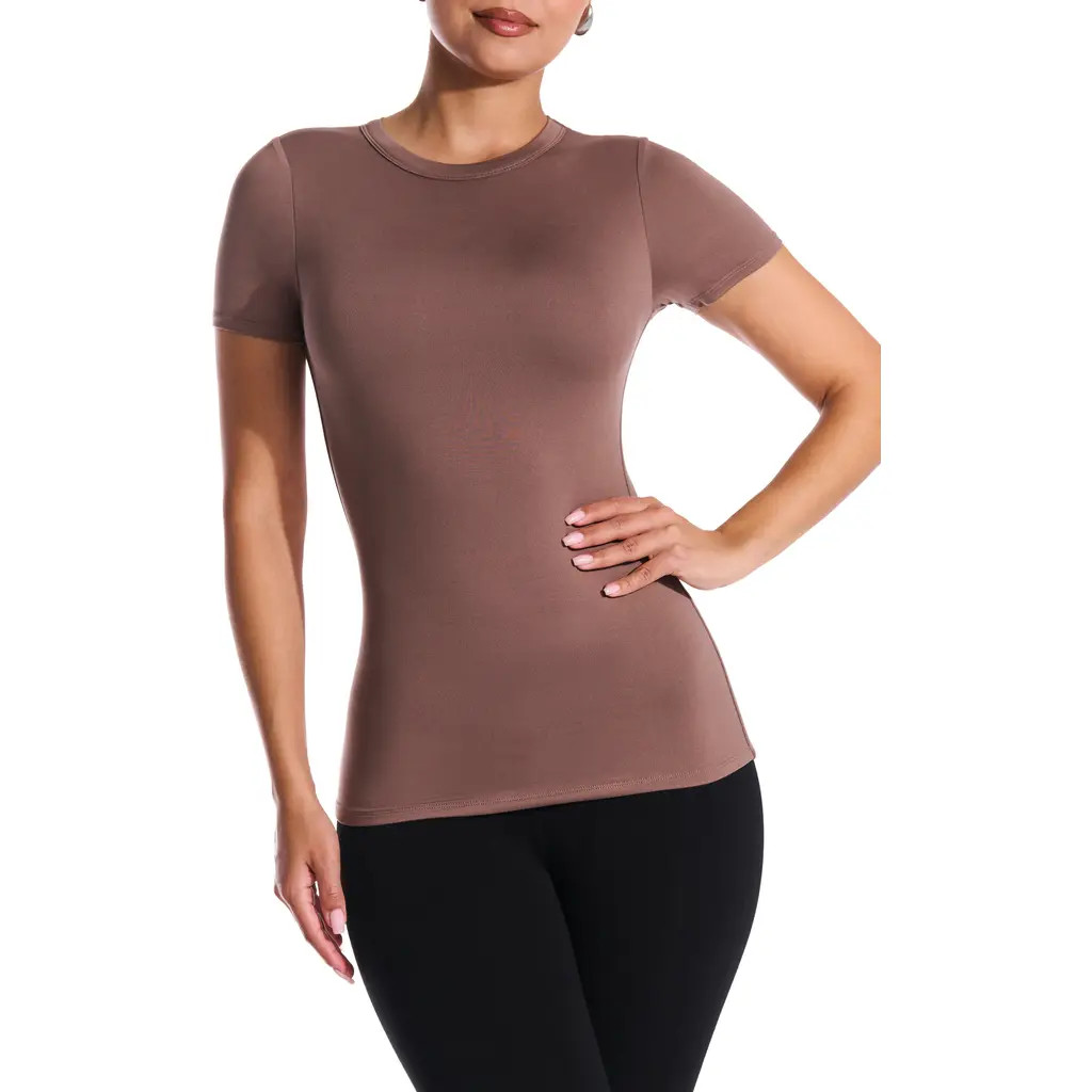N BY NAKED WARDROBE Bare Short Sleeve Crew Top in Taupe at Nordstrom Rack, Size X-Large | Nordstrom Rack