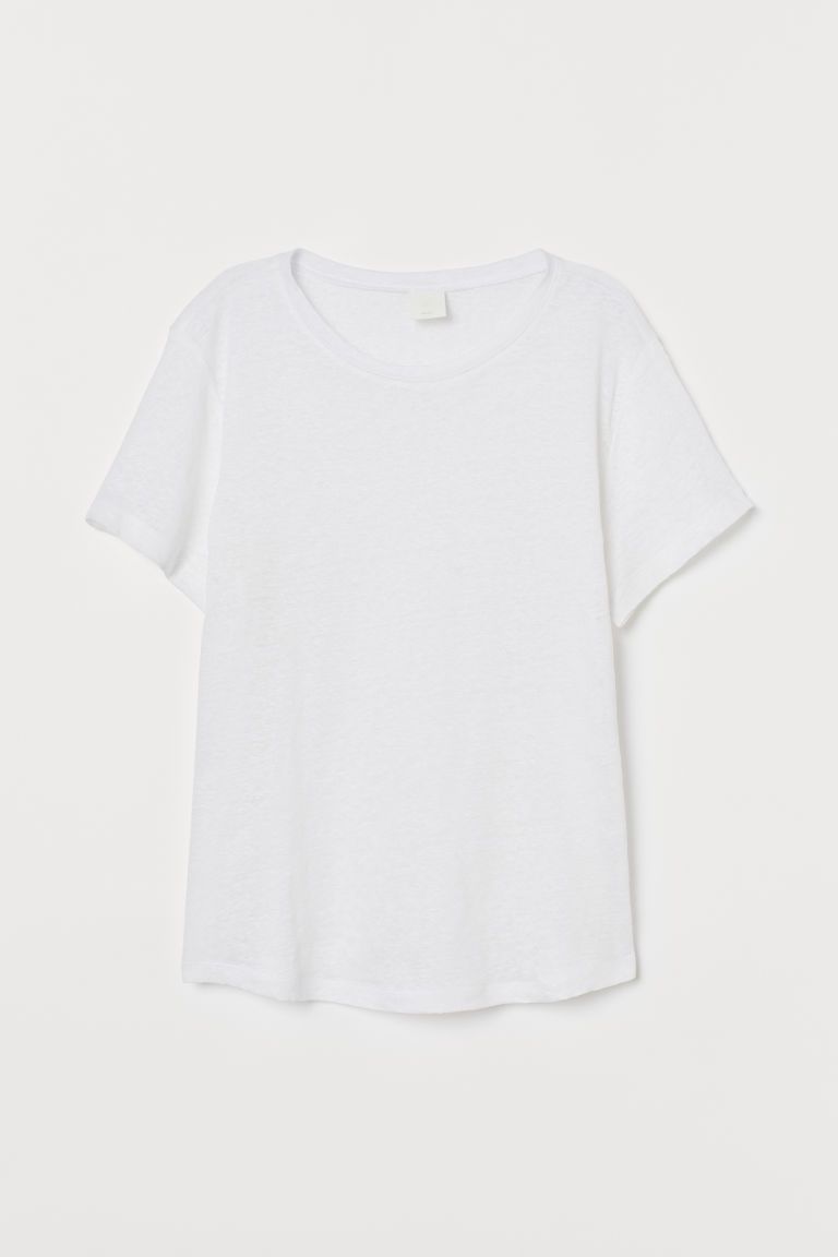 H & M - Linen T-shirt - White | H&M (US + CA)