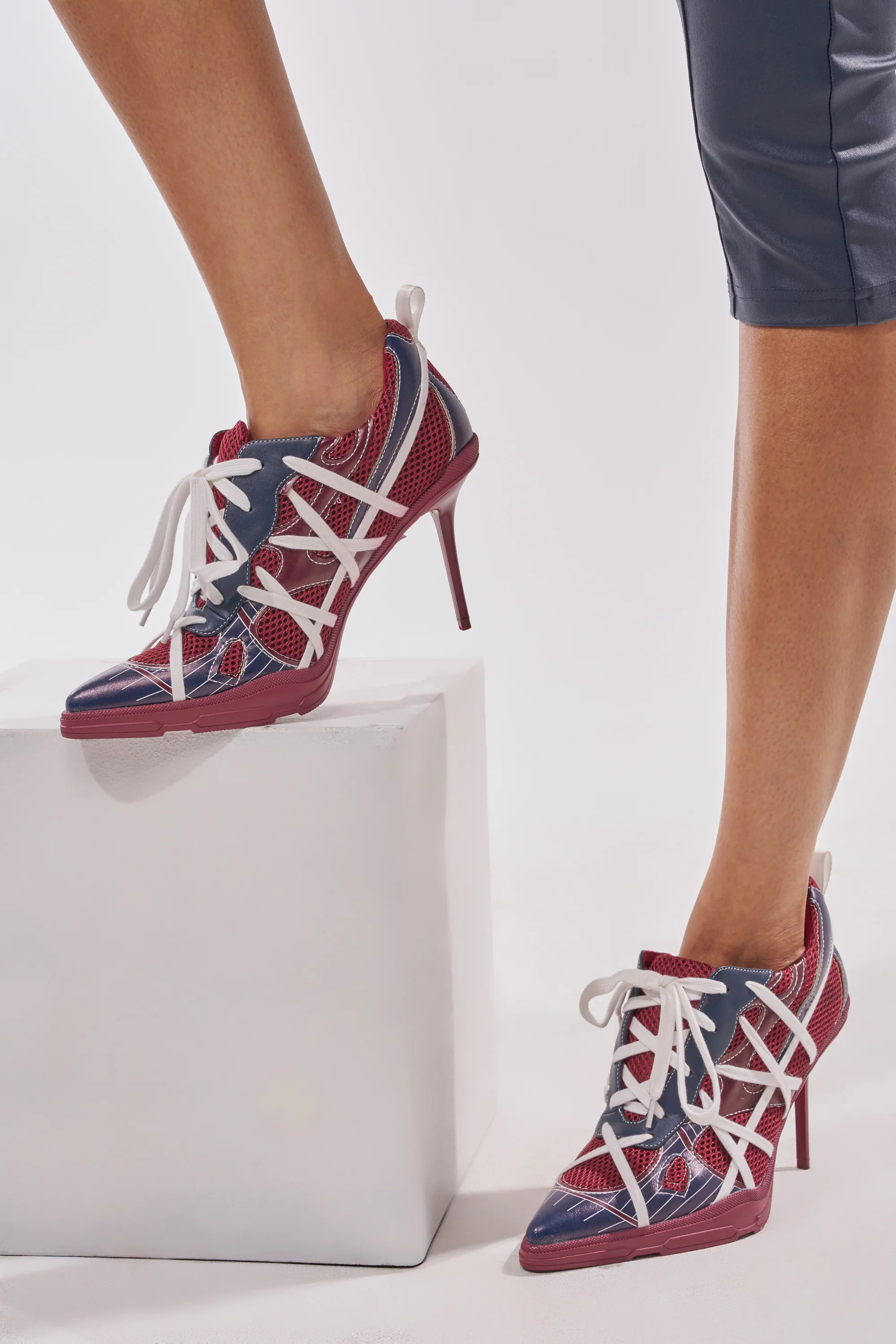 AZALEA WANG CROSS WALK BURGUNDY STILETTO SNEAKER HEEL | AKIRA