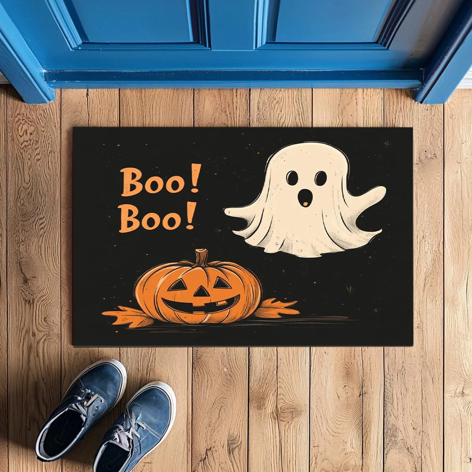 boo doormat, pumpkin doormat, halloween doormat, fall doormat, funny mat, indoor dormat, non slip... | Etsy (Global)