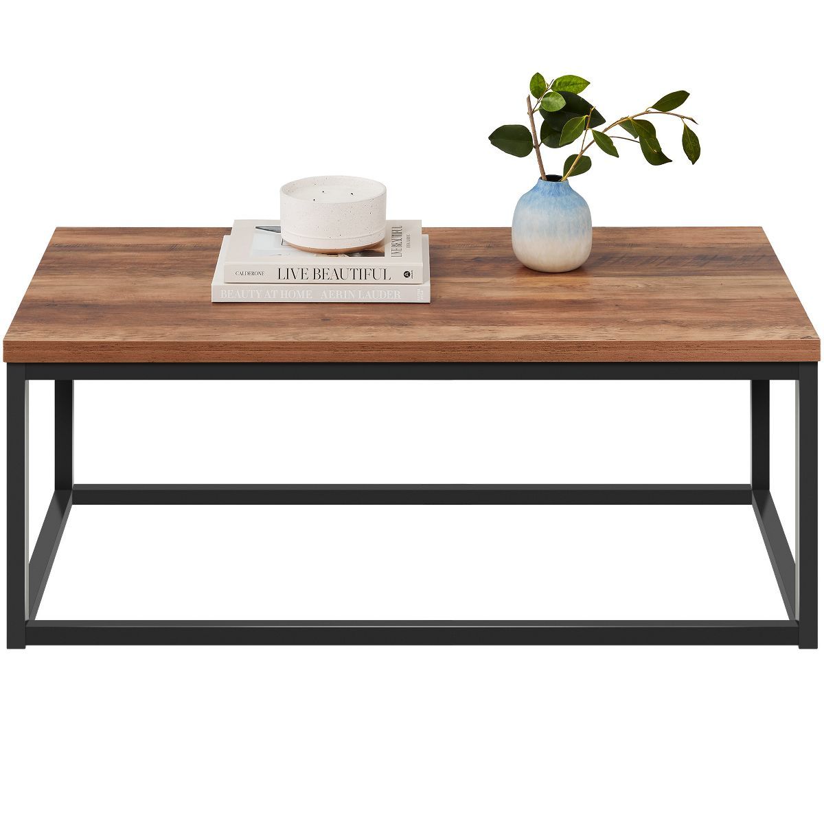 Best Choice Products 44in Rustic Modern Industrial Style Rectangular Wood Grain Top Coffee Table ... | Target