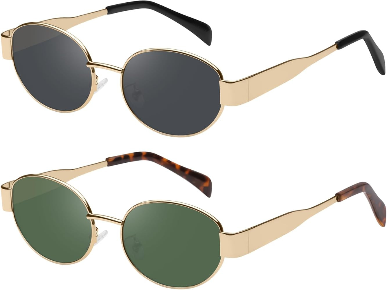 YDAOWKN Retro Oval Sunglasses for Women Men Trendy Classic Shades Sun Glasses Metal Frame UV400 P... | Amazon (US)