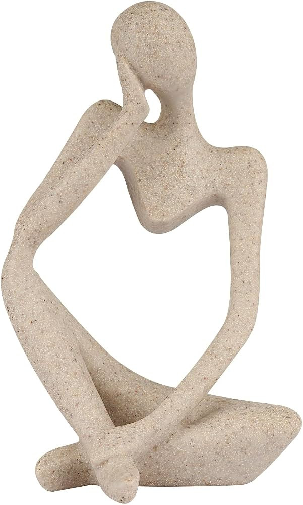Sandstone Resin Thinker Statue Style Abstract Sculpture, Sandstone, Left | Amazon (US)