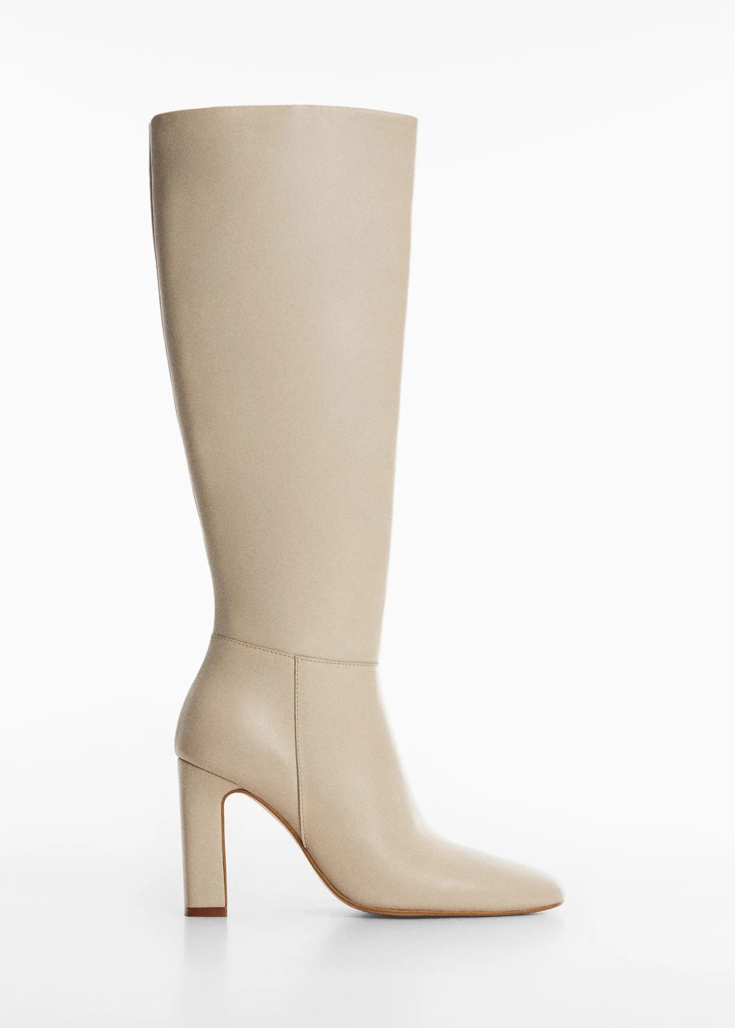 Leather boots with tall leg -  Women | Mango USA | MANGO (US)