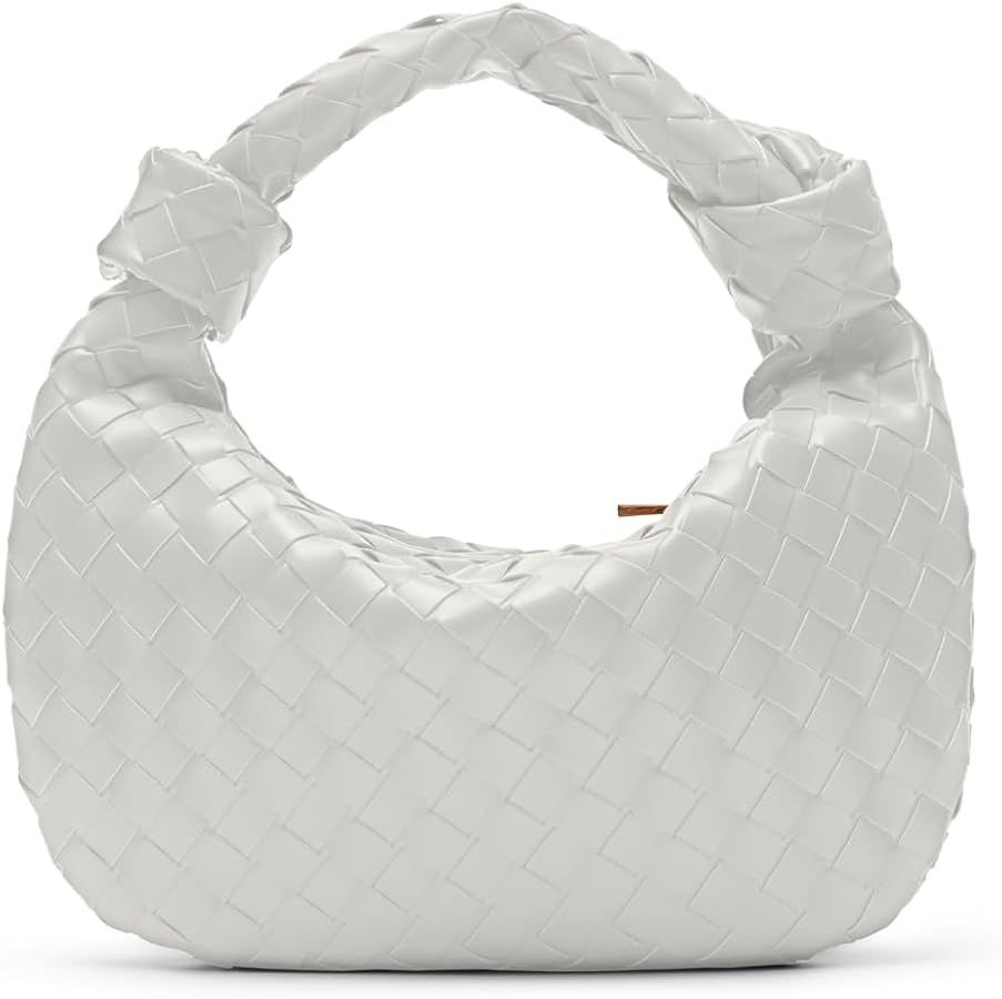 Woven Handbags for Women, Hobo Bags for Women, Fashion Knotted Small Top Handle Purse Clutch, Sof... | Amazon (US)