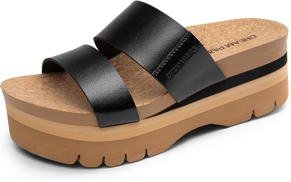 DREAM PAIRS Women's Platform Slides Sandals Comfortable Arch Support Footbed Two Strap Slip-on Fa... | Amazon (US)