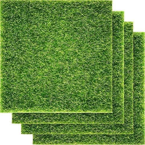 Grass Squares 4 Pack 12'' x 12'' Fake Grass Turf Patch for Placemets Centerpieces Table Runner Chicken Nesting Pads DIY Decor | Amazon (US)