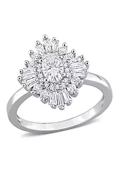 Belk & Co. Created White Sapphire Floral Ring in Sterling Silver | Belk