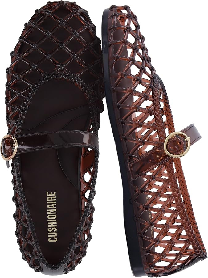 CUSHIONAIRE Twist Mary Jane Jelly Flats for Women with Adjustable Buckle | Amazon (US)