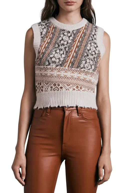 rag & bone Hollis Fair Isle Wool & Alpaca Hair Blend Sweater Vest in Brwmulti at Nordstrom, Size Med | Nordstrom