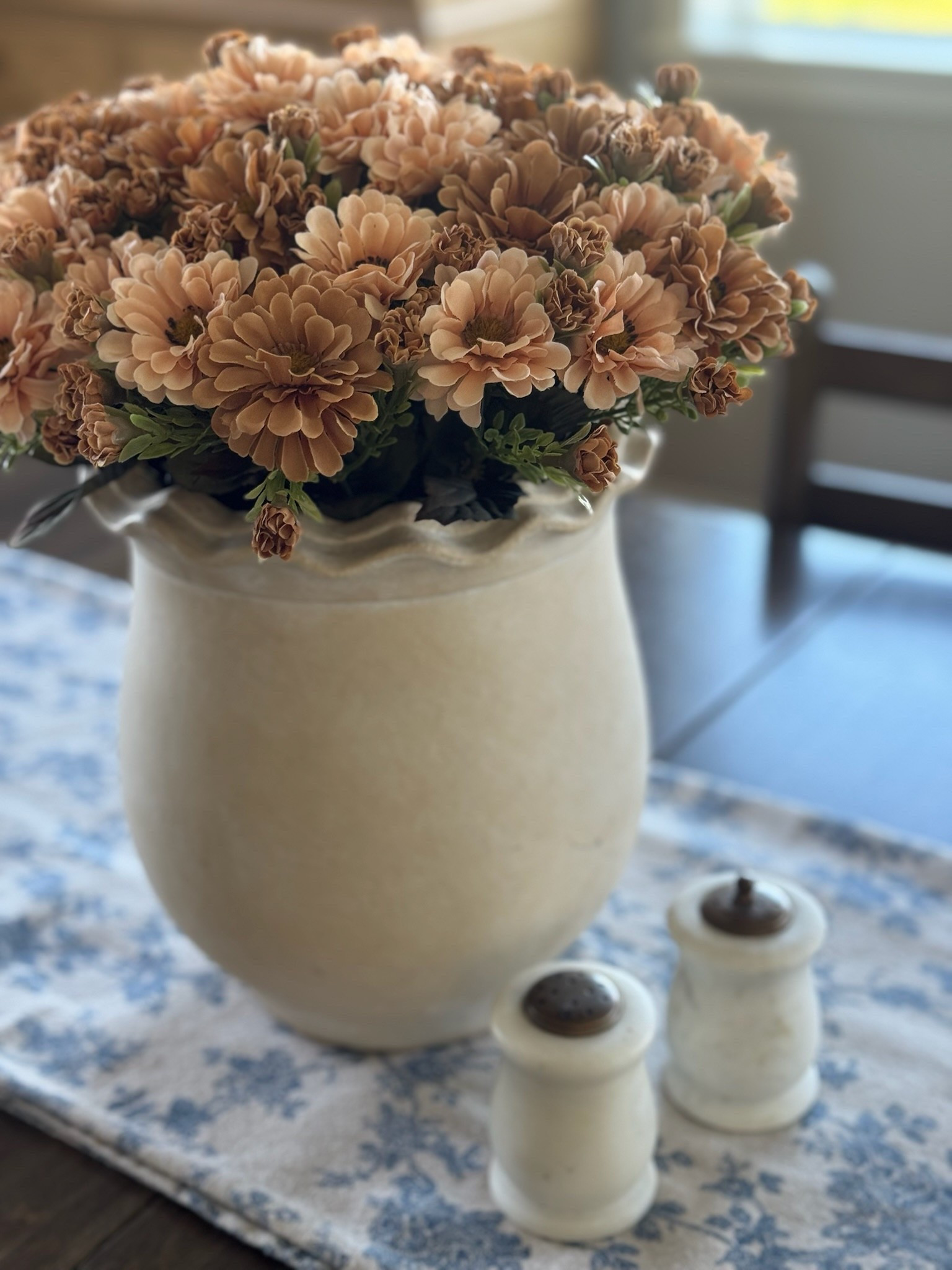 Faux or real?! I’m loving this sweet little faux mum bundle. Perfect for fall! I used the set of three here.  And this gorgeous scalloped pot is back in stock!! 

#LTKHome #LTKStyleTip