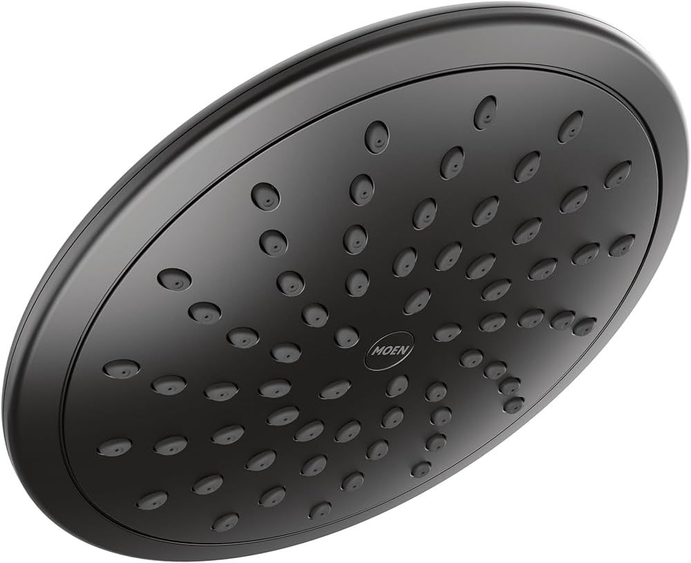 Moen Matte Black 8-Inch Wide Fixed Rainshower, Rain Showerhead for Tub and Shower, 6345BL | Amazon (US)