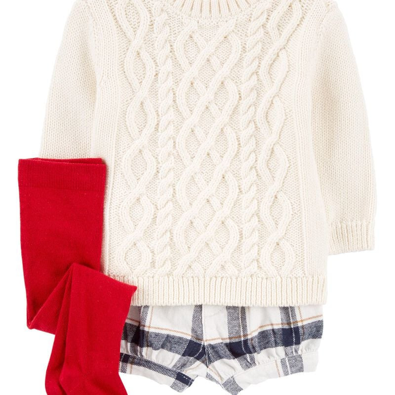 Baby 3-Piece Cable Knit Sweater & Short Set | Carter's