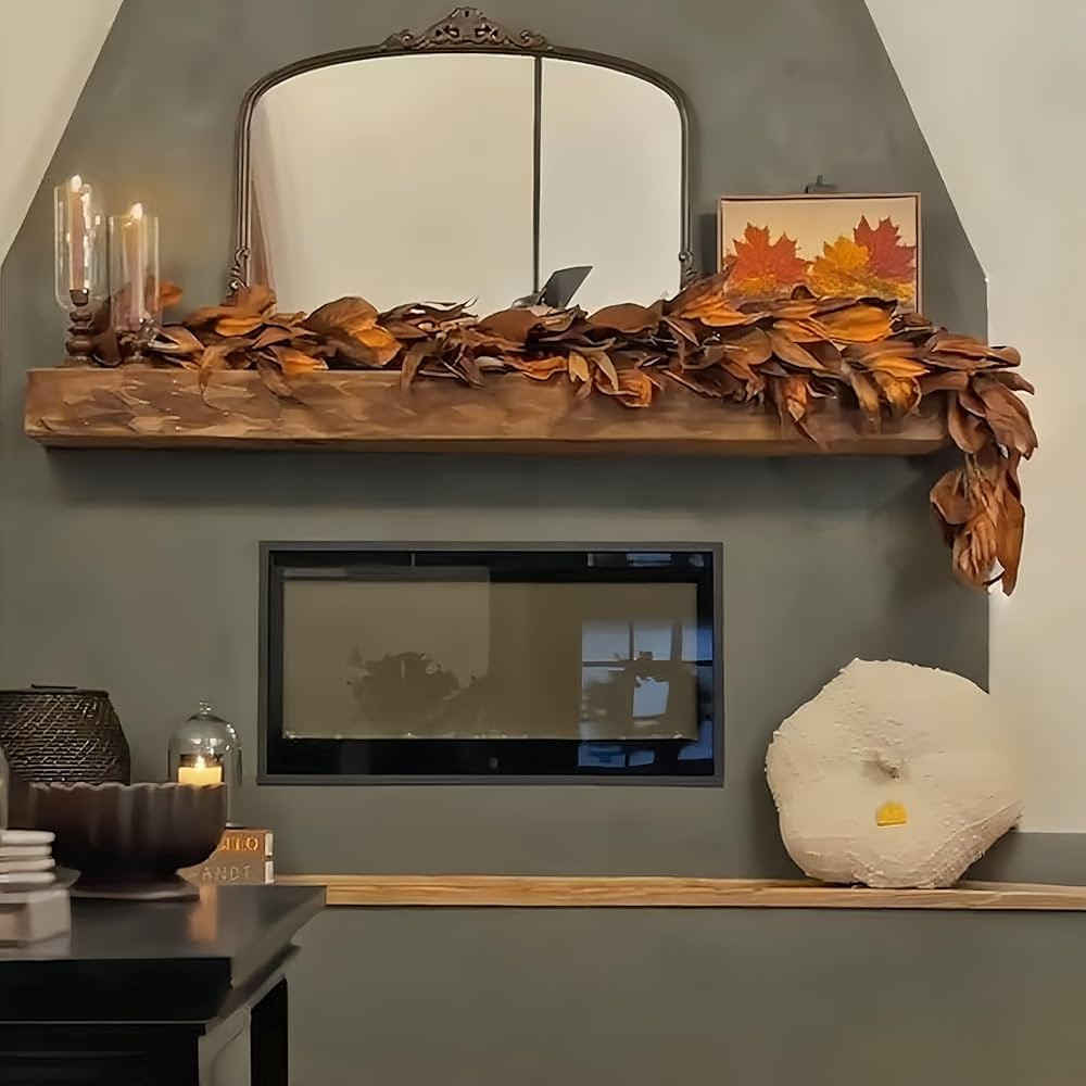 Brown Magnolia Leaf Garland, Magnolia Garland, Autumn Magnolias Leaf Artificial Garlands, Rustic ... | Amazon (US)