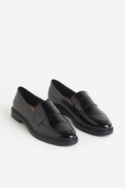 Leather Loafers - Low heel - Black - Ladies | H&M AU | H&M (AU)