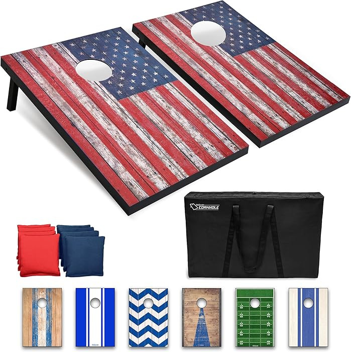 GoSports Portable Cornhole Sets, 8 Styles – Choose 4 x 2 ft or 3 x 2 ft - Boards Include 8 Bean Bags, Travel Case, and Game Rules | Amazon (US)