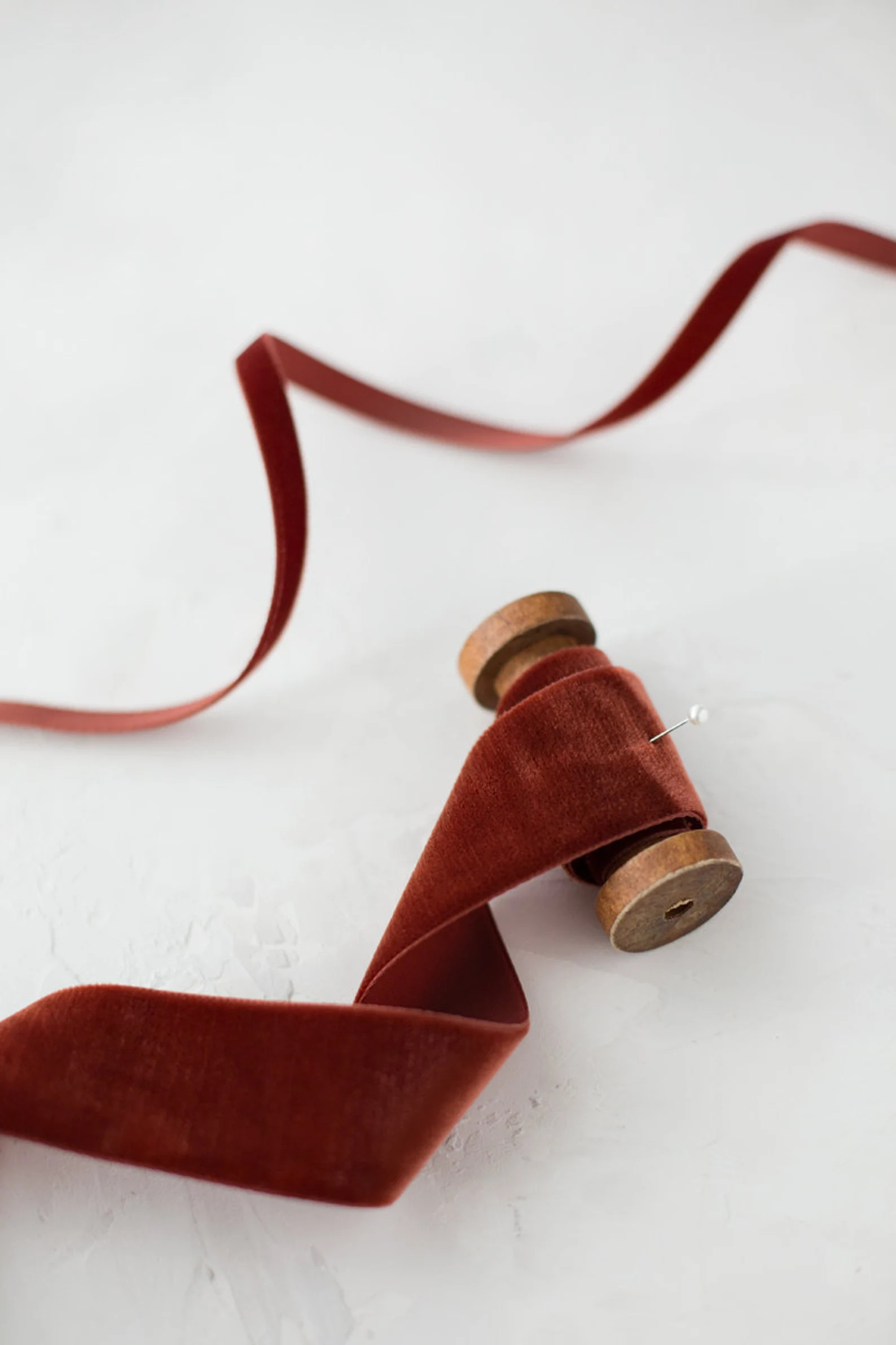 Ruby Rust Swiss Velvet Ribbon  1/4  3/8  - Etsy | Etsy (US)