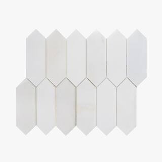 Jeffrey Court Suburbs White 10 in. x 12.375 in. Picket Polished Marble Wall and Floor Mosaic Tile... | The Home Depot