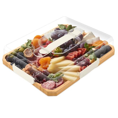 Charcuterie Board with Lid, Travel Portable Snackle Box Charcuterie Container Bamboo Cutting Boards for Candy Fruits Nuts Snacks, House Warming Gifts for Women | Amazon (US)