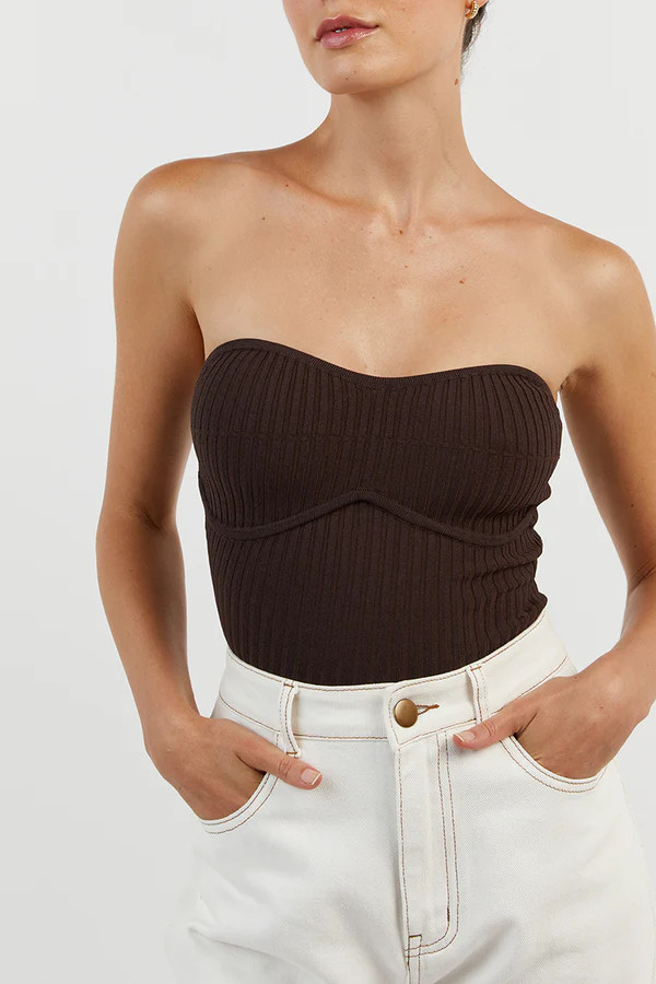 RAVEN BITTER CHOC KNIT BANDEAU | DISSH