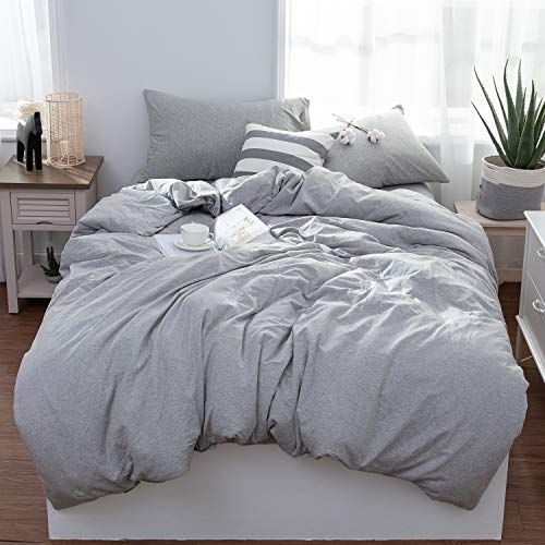 LIFETOWN Duvet Cover King - Ultra Soft Jersey Cotton Comforter Cover 3 Piece Set with Zipper Clos... | Amazon (US)