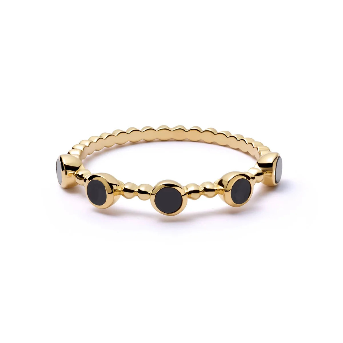 Polly Sayer Black Onyx Bobble Ring 18ct Gold Plate | Daisy London Jewellery