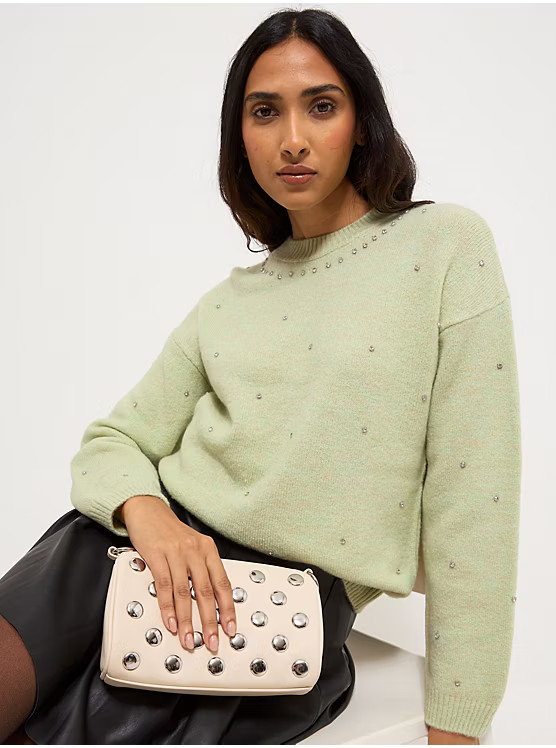 Green Diamanté Embellished Knitted Jumper | George at ASDA