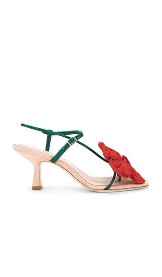Frank Flower Applique Heeled Sandal in Nude, Green & Red | Revolve Clothing (Global)