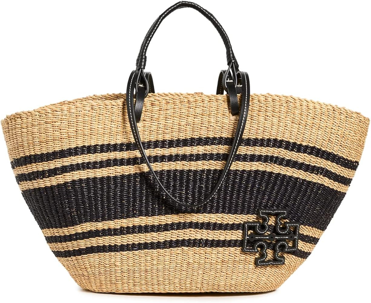 Tory Burch Women's Ella Striped Straw Basket Tote | Amazon (US)
