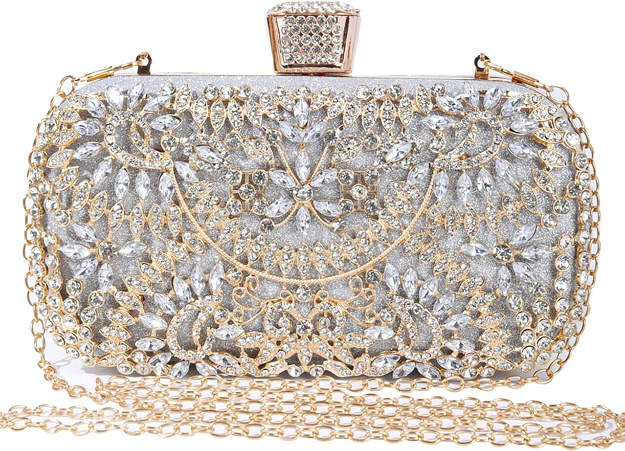 Covelin Women's Rhinestone Decorated Evening Bag, Tote Shoulder Crossbody Handbag with Chain | Amazon (US)