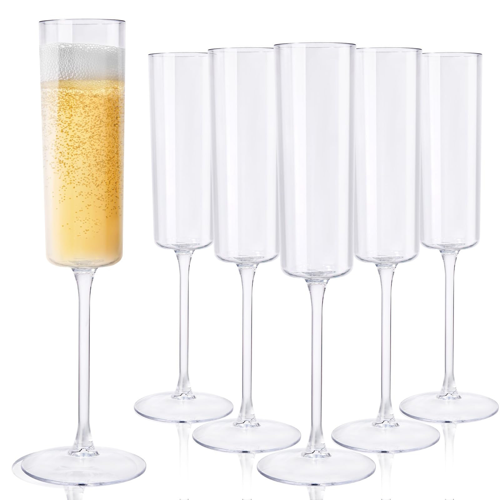 Ciaell 24 Pack Plastic Champagne Flutes - Clear 6 Oz Disposable Champagne Glasses - Square Plasti... | Amazon (US)