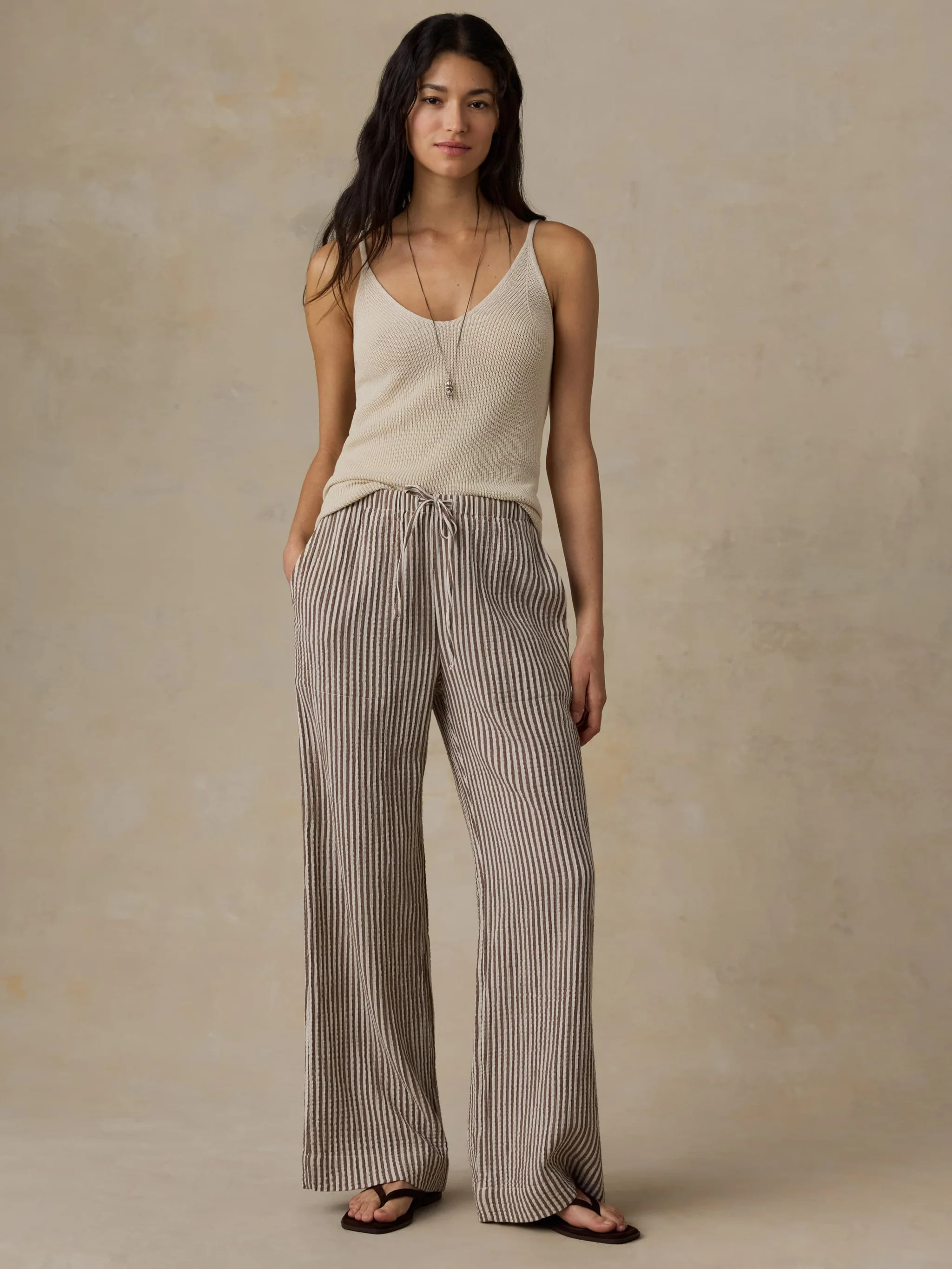 Dune Cotton Gauze Laidback Pant - Mocha Mist | Faherty
