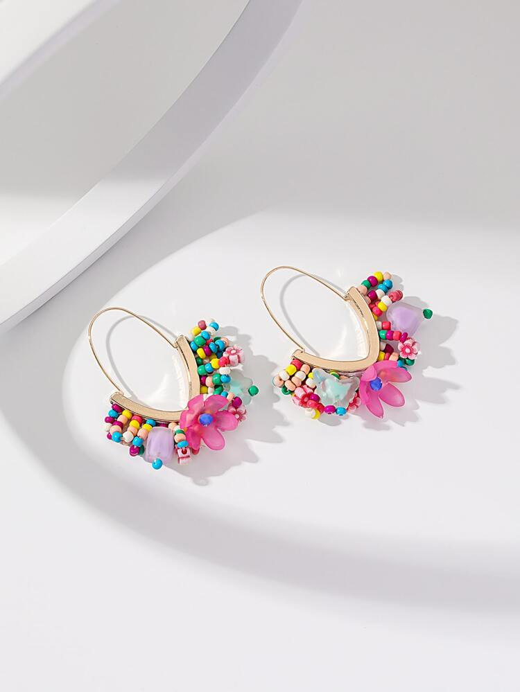 Random Color Bead Tassel & Flower Decor Earrings
       
              
              $2.60      ... | SHEIN