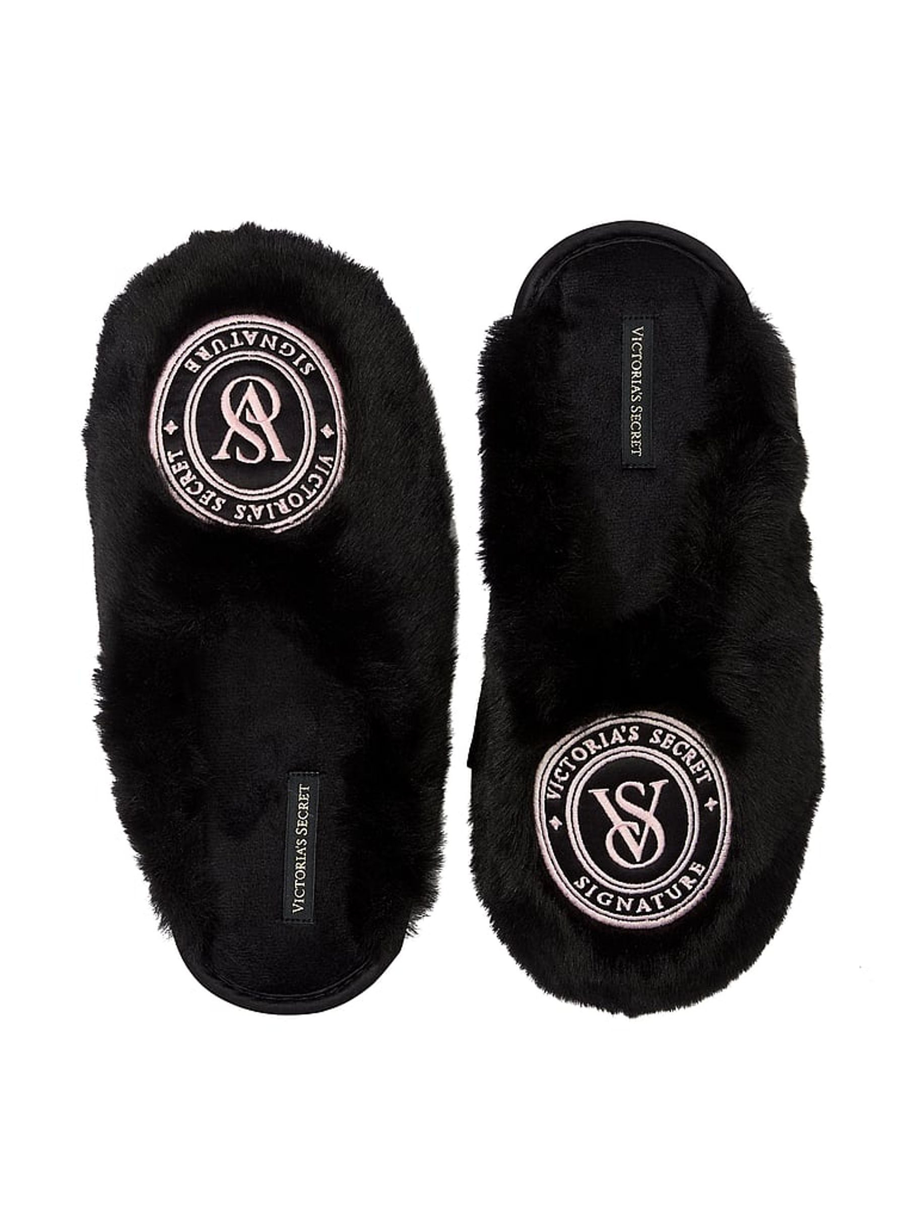Black Closed Toe Faux Fur Slippers | Victoria's Secret UK | Victoria's Secret UK