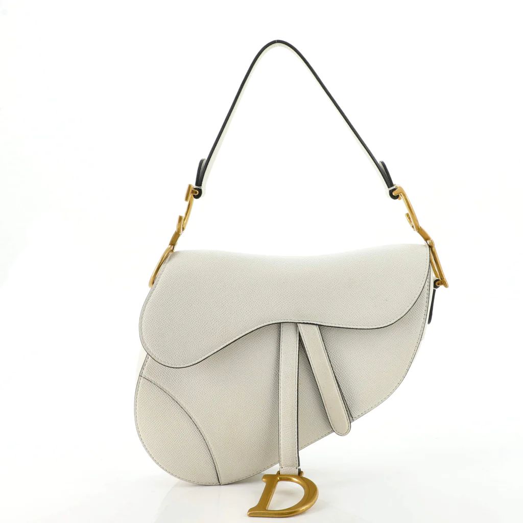 Christian Dior Saddle Handbag Leather Medium White 1477301 | Rebag