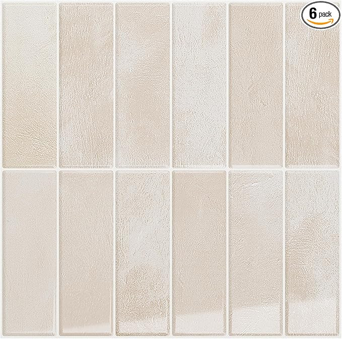VEELIKE Beige Peel and Stick Backsplash Rectangular Subway Back Splash Stick on Tiles for Kitchen... | Amazon (US)